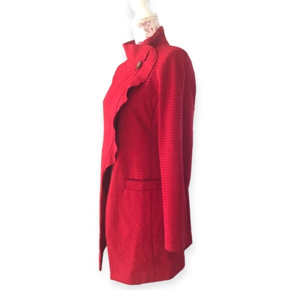 Cabi Celebration Houndstooth Print  in red Trench Jacket - Picture 3 of 5
